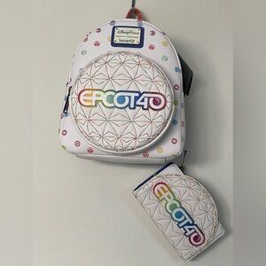 Disney EPCOT 40th anniversary Loungefly backpack and wallet